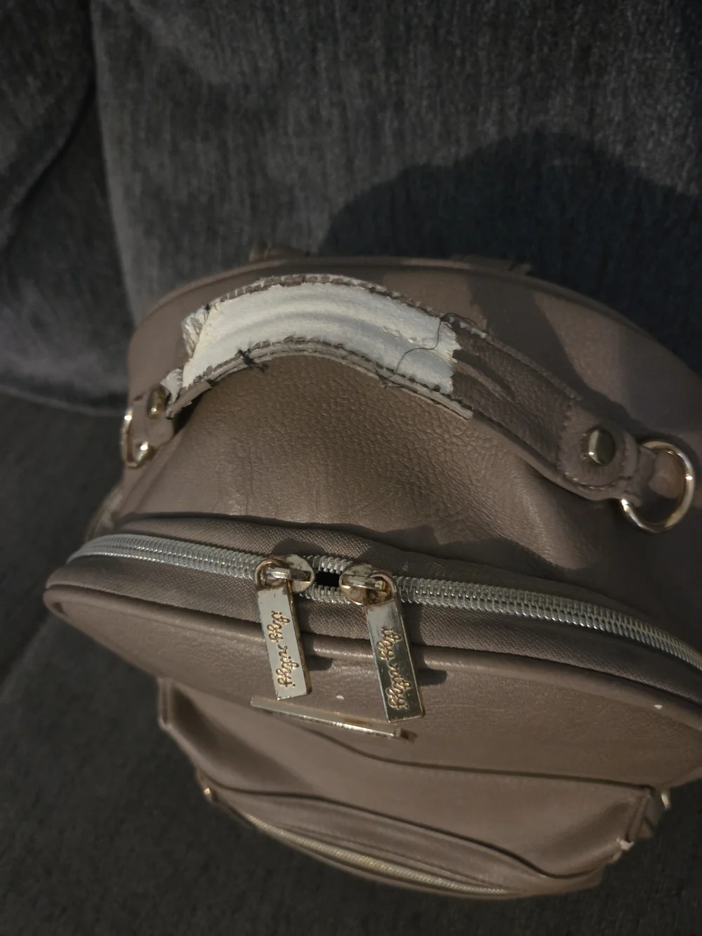 Itzy Ritzy Taupe Leather Backpack - Women's Diaper/Everyday Bag